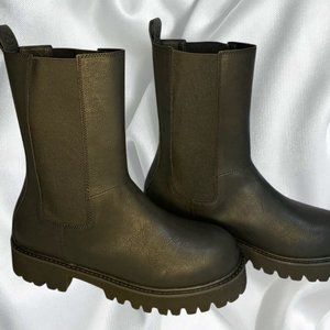 Goth Moto Chunky Boots Black NIB